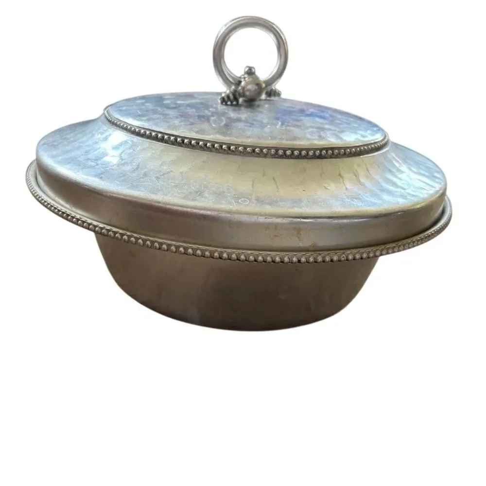 Vintage BW Buenilum Hammered Aluminum Casserole Dish Base & Lid Only No Glass